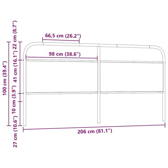 Tête de lit chêne marron 200 cm acier et bois d'ingénierie - Photo n°7