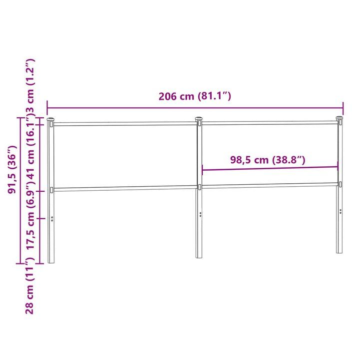 Tête de lit chêne marron 200 cm bois d'ingénierie et acier - Photo n°7