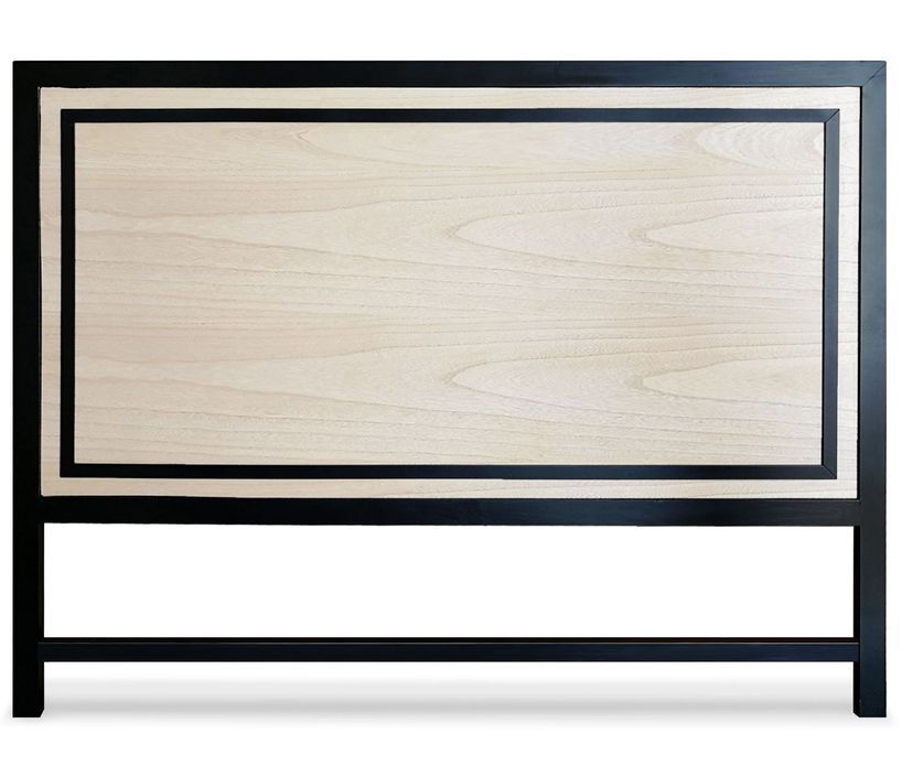 Tête de lit chêne massif clair et noir Meurna 160 cm - Photo n°1