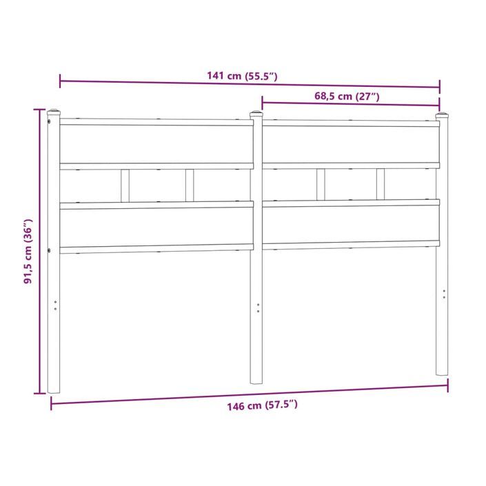 Tête de lit chêne sonoma 140 cm fer et bois d’ingénierie - Photo n°6
