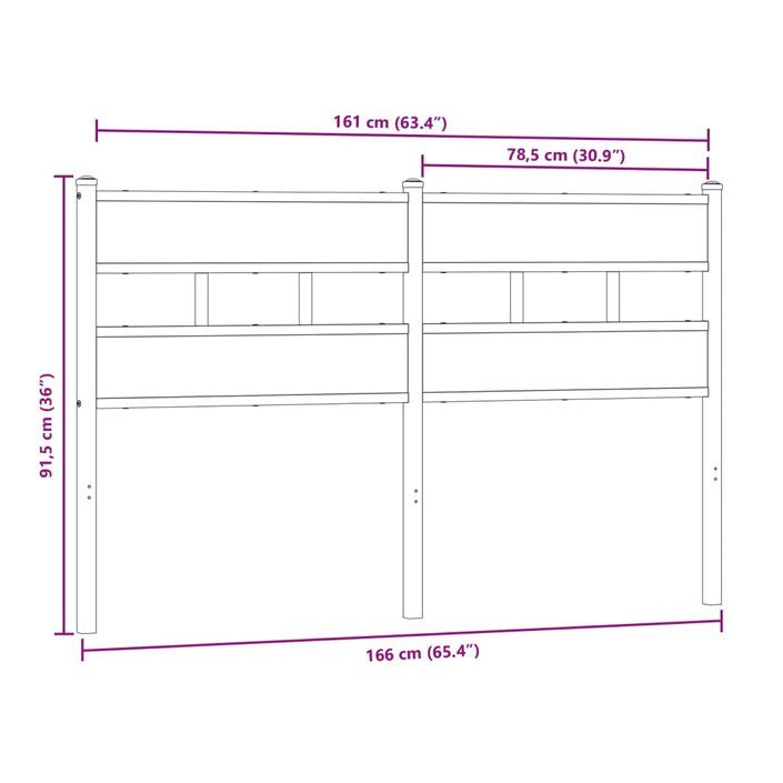 Tête de lit chêne sonoma 160 cm fer et bois d’ingénierie - Photo n°6