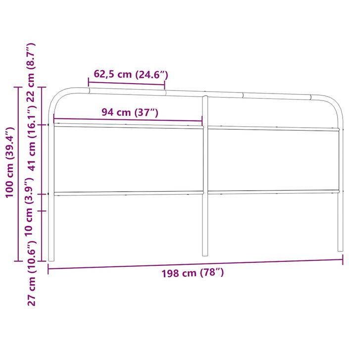 Tête de lit chêne sonoma 190 cm acier et bois d'ingénierie - Photo n°7