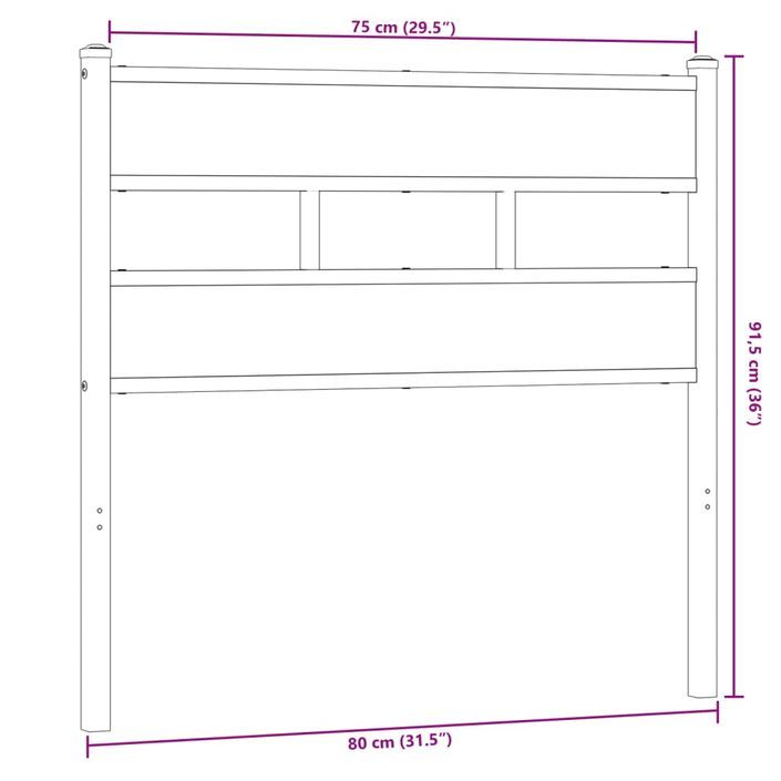 Tête de lit chêne sonoma 75 cm fer et bois d'ingénierie - Photo n°6