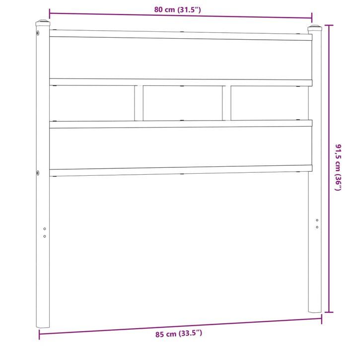 Tête de lit chêne sonoma 80 cm fer et bois d’ingénierie - Photo n°6