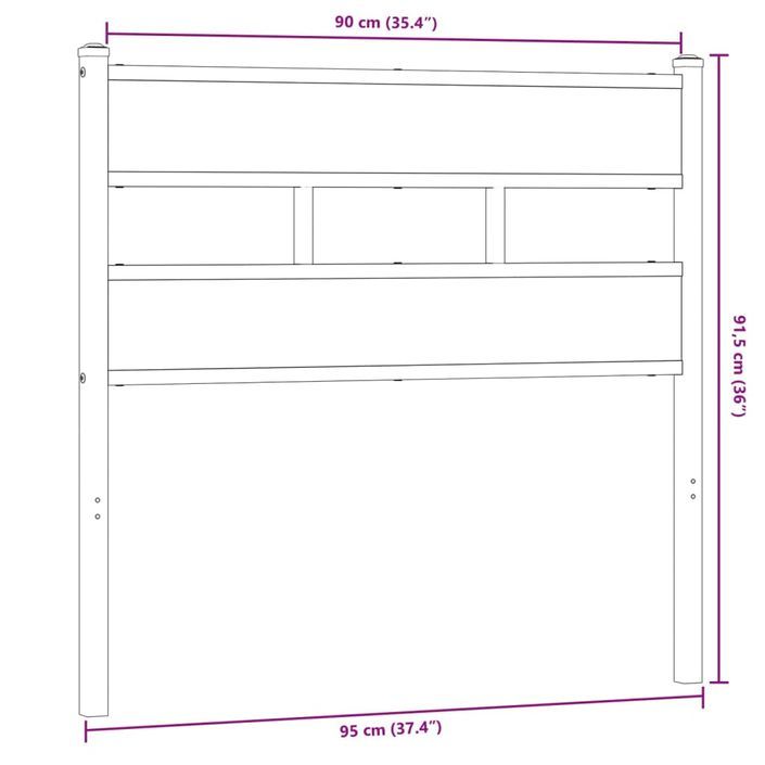 Tête de lit chêne sonoma 90 cm fer et bois d’ingénierie - Photo n°6