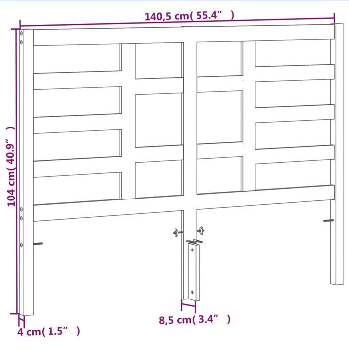 Tête de lit marron 135 cm bois massif de pin - Photo n°9