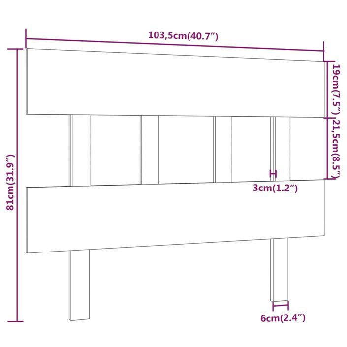 Tête de lit Gris 103,5x3x81 cm Bois massif de pin - Photo n°6