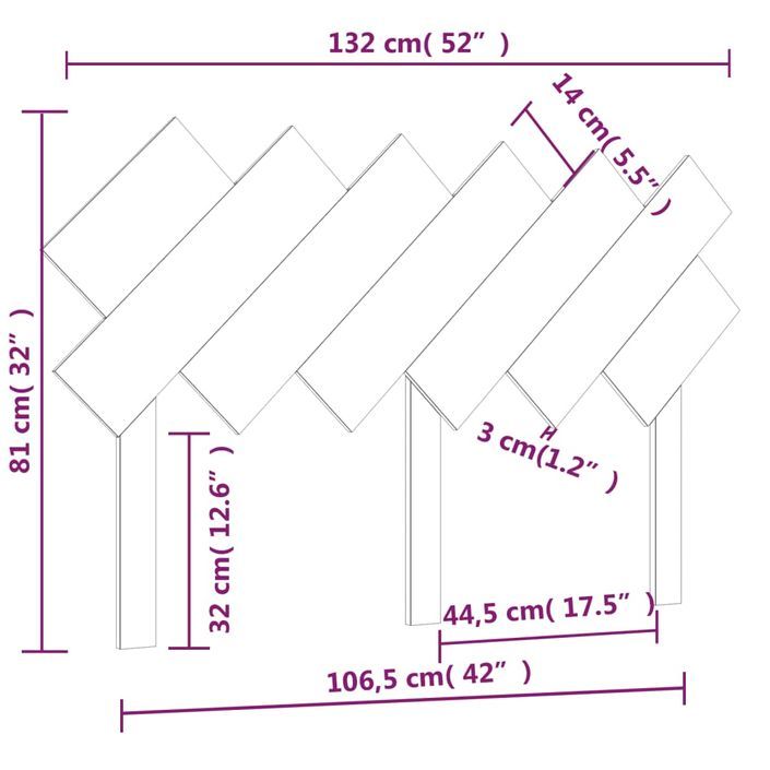 Tête de lit Gris 132x3x81 cm Bois massif de pin - Photo n°6