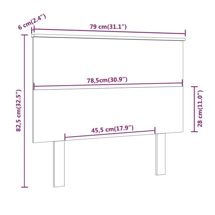 Tête de lit Gris 79x6x82,5 cm Bois massif de pin - Photo n°6