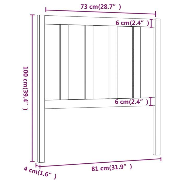 Tête de lit Gris 81x4x100 cm Bois massif de pin 2 - Photo n°6