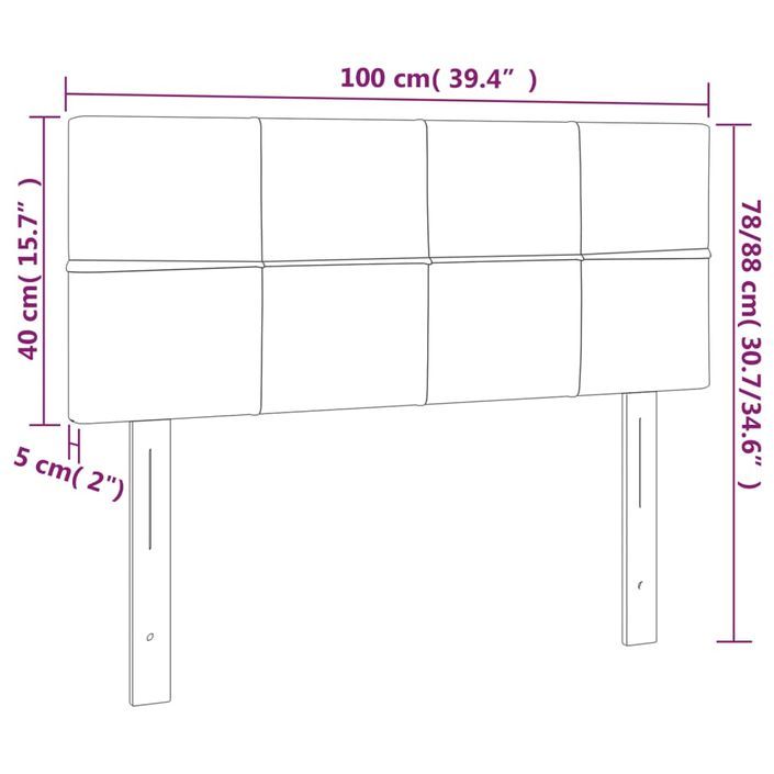 Tête de lit Gris clair 100x5x78/88 cm Tissu - Photo n°8