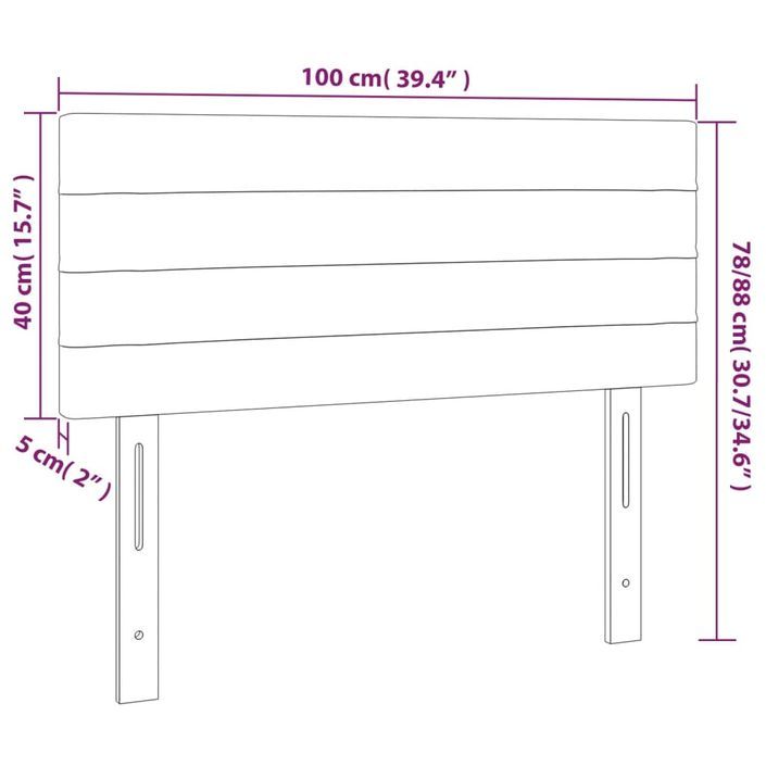 Tête de lit gris clair 100x5x78/88 cm tissu - Photo n°8