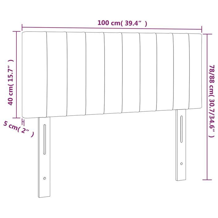 Tête de lit Marron Foncé 100x5x78/88 cm Tissu - Photo n°8