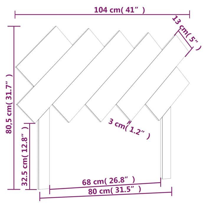 Tête de lit Marron miel 104x3x80,5 cm Bois massif de pin - Photo n°6