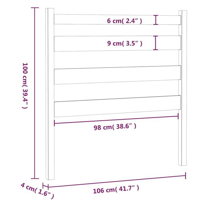 Tête de lit Marron miel 106x4x100 cm Bois massif de pin - Photo n°6