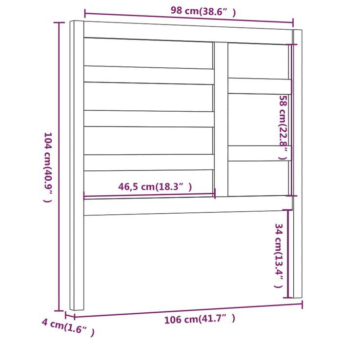 Tête de lit Marron miel 106x4x104 cm Bois massif de pin - Photo n°6