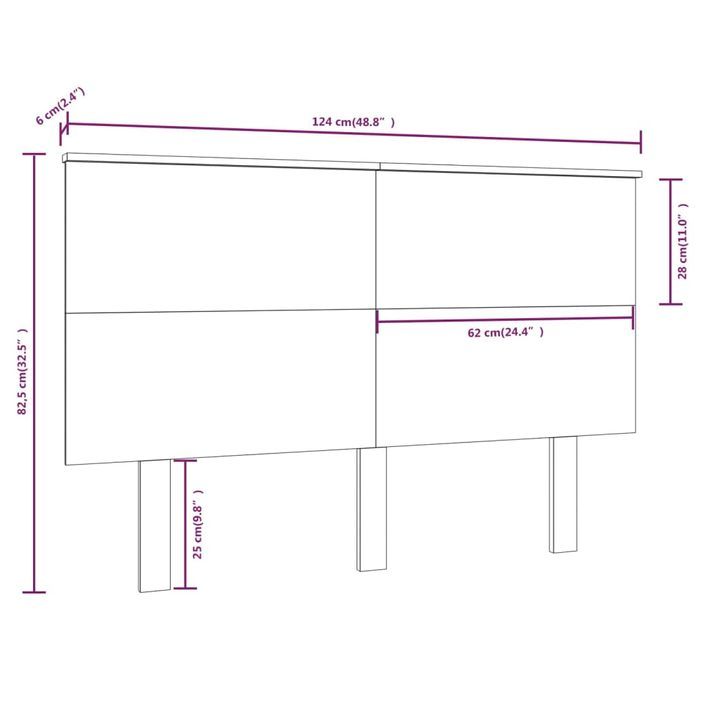 Tête de lit Marron miel 124x6x82,5 cm Bois massif de pin - Photo n°6