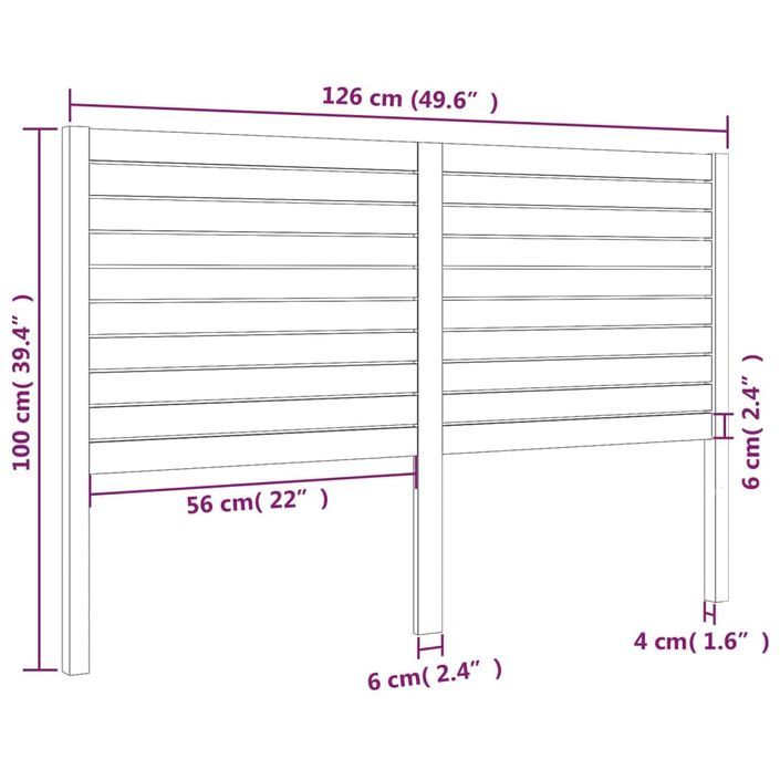 Tête de lit Marron miel 126x4x100 cm Bois massif de pin - Photo n°6