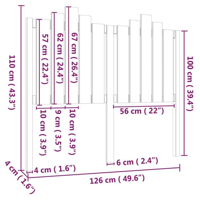 Tête de lit Marron miel 126x4x110 cm Bois massif de pin - Photo n°6