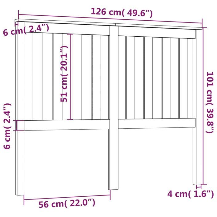 Tête de lit Marron miel 126x6x101 cm Bois massif de pin - Photo n°6