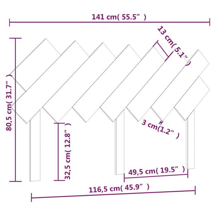 Tête de lit Marron miel 141x3x80,5 cm Bois massif de pin - Photo n°6