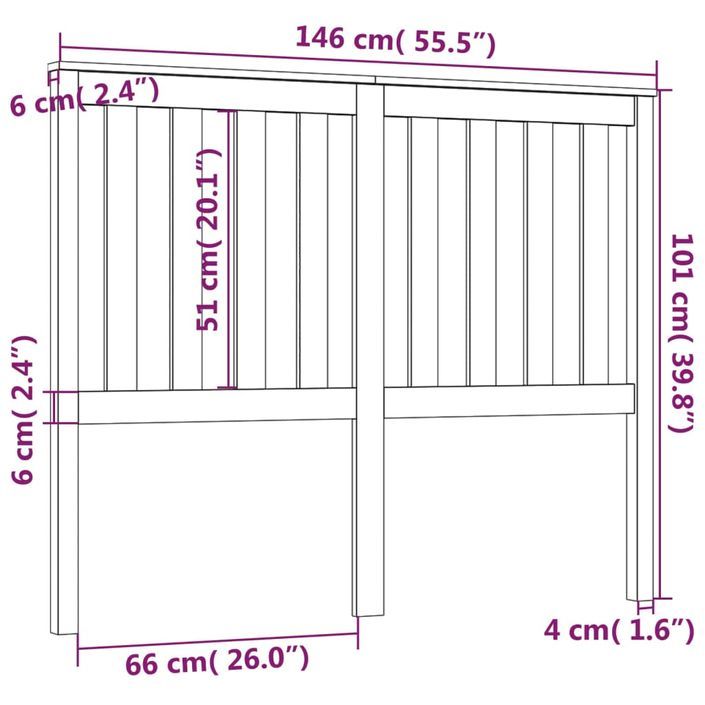 Tête de lit Marron miel 146x6x101 cm Bois massif de pin - Photo n°6