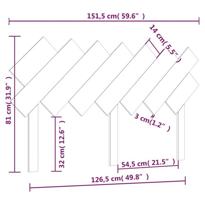 Tête de lit Marron miel 151,5x3x81 cm Bois massif de pin - Photo n°6