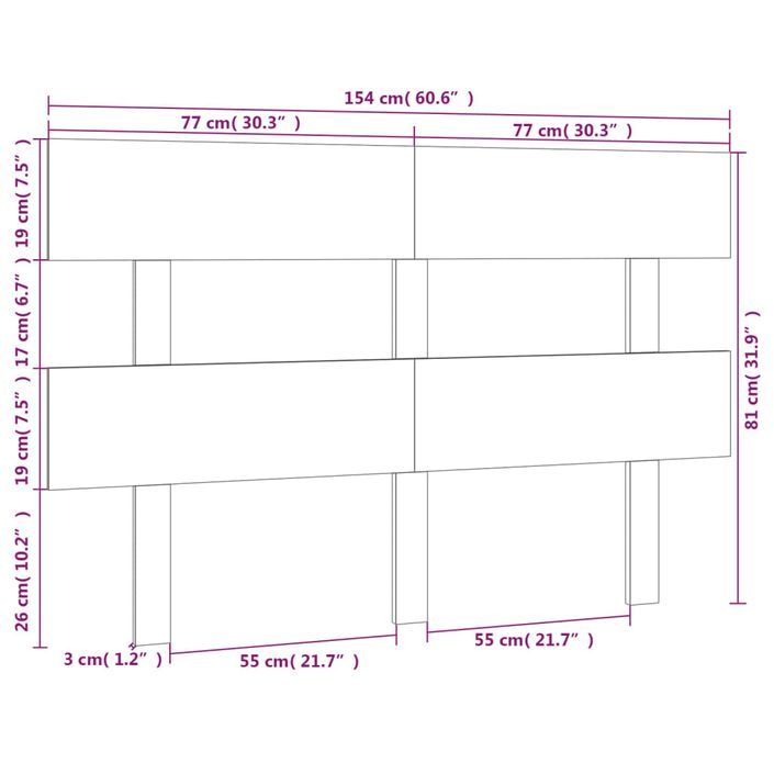 Tête de lit Marron miel 154x3x81 cm Bois massif de pin - Photo n°6