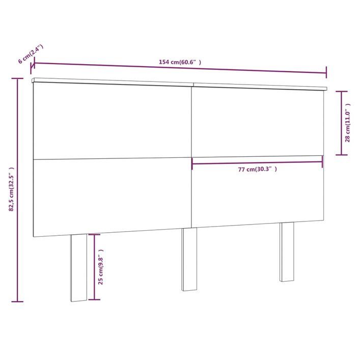 Tête de lit Marron miel 154x6x82,5 cm Bois massif de pin - Photo n°6