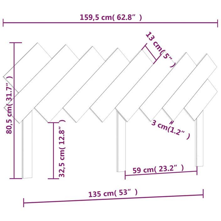 Tête de lit Marron miel 159,5x3x80,5 cm Bois massif de pin - Photo n°6