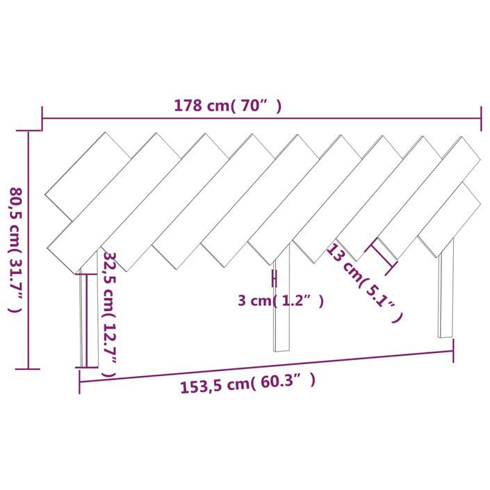 Tête de lit Marron miel 178x3x80,5 cm Bois massif de pin - Photo n°6