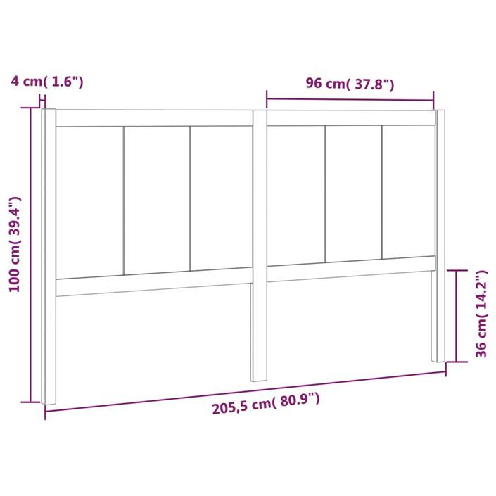 Tête de lit Marron miel 205,5x4x100 cm Bois massif de pin - Photo n°6