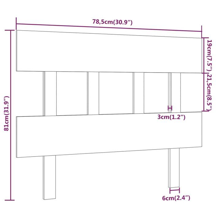 Tête de lit Marron miel 78,5x3x81 cm Bois massif de pin - Photo n°6