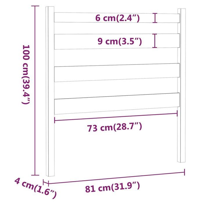 Tête de lit Marron miel 81x4x100 cm Bois massif de pin - Photo n°6