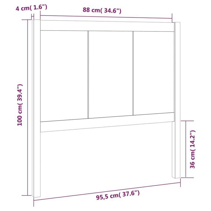 Tête de lit Marron miel 95,5x4x100 cm Bois massif de pin - Photo n°6