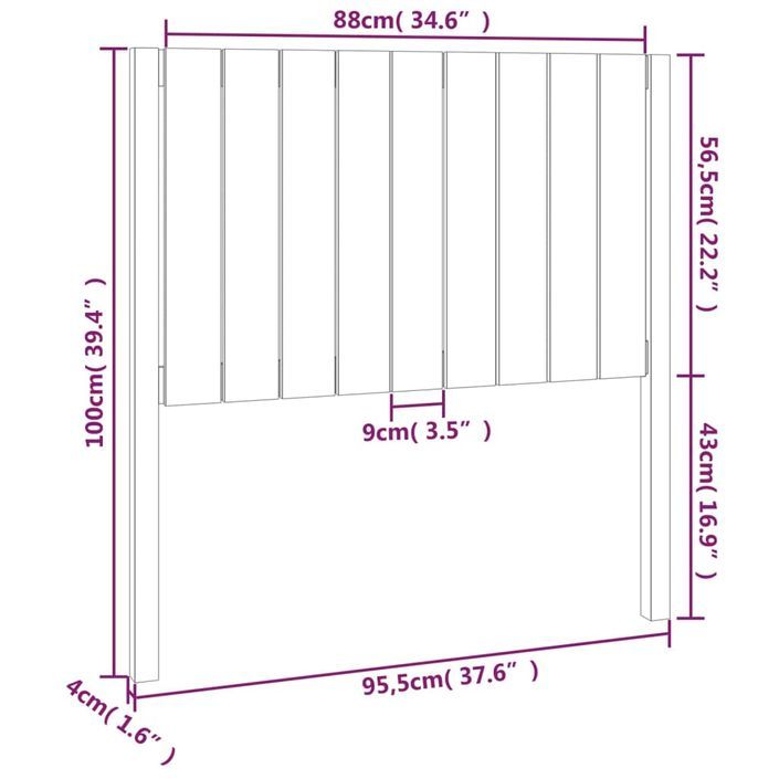 Tête de lit Marron miel 95,5x4x100 cm Bois massif de pin - Photo n°6