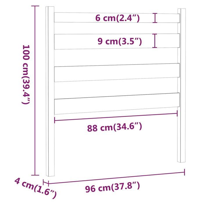 Tête de lit Marron miel 96x4x100 cm Bois massif de pin - Photo n°6