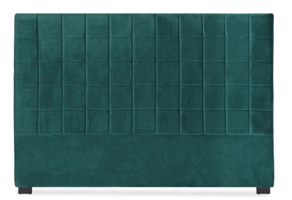 Tête de lit matelassée velours vert Karo 140 - Photo n°1