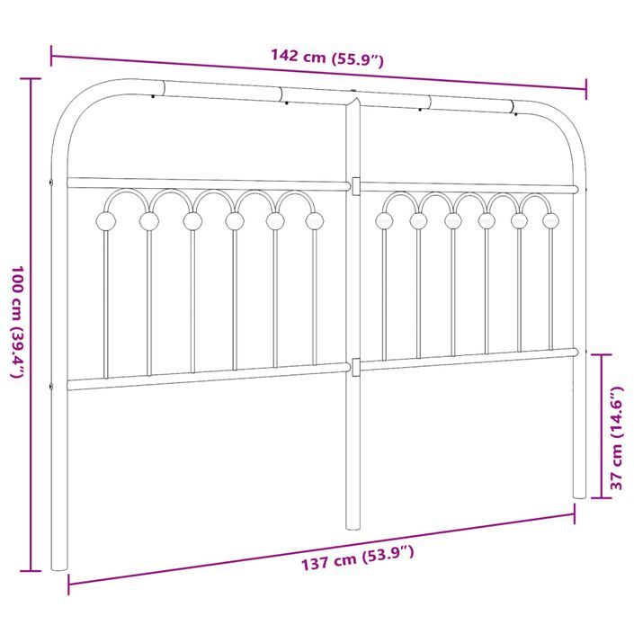 Tête de lit métal blanc 135 cm - Photo n°6