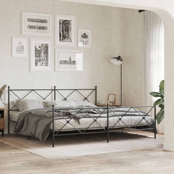 Tête De Lit Métal Noir 140 Cm - Capitonnée, à Poser Au Sol, En Acier Revêtu Poudre, Dimensions 146x90 Cm