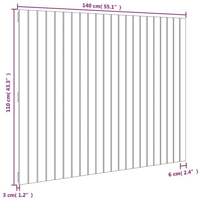 Tête de lit murale Blanc 140x3x110 cm Bois massif de pin - Photo n°8