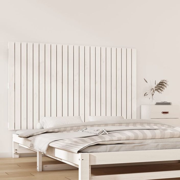 Tête de lit murale Blanc 147x3x90 cm Bois massif de pin - Photo n°1