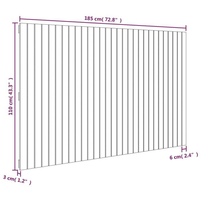 Tête de lit murale Blanc 185x3x110 cm Bois massif de pin - Photo n°8