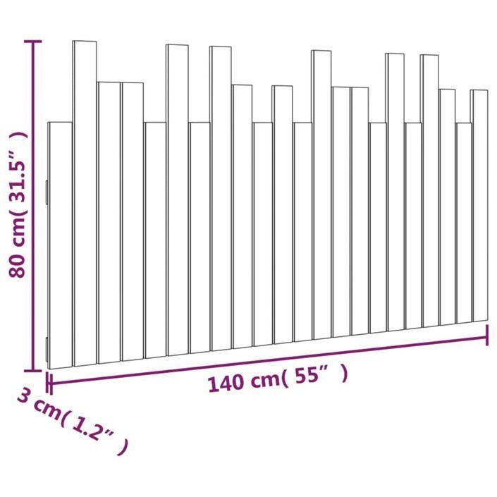 Tête de lit murale Marron miel 140x3x80 cm Bois massif de pin - Photo n°8