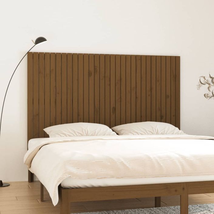 Tête de lit murale Marron miel 185x3x110 cm Bois massif de pin - Photo n°1