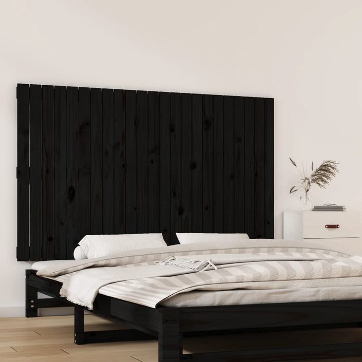 Tête de lit murale Noir 147x3x90 cm Bois massif de pin - Photo n°1