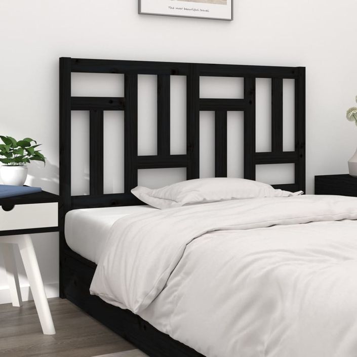 Tête de lit Noir 205,5x4x100 cm Bois massif de pin - Photo n°1