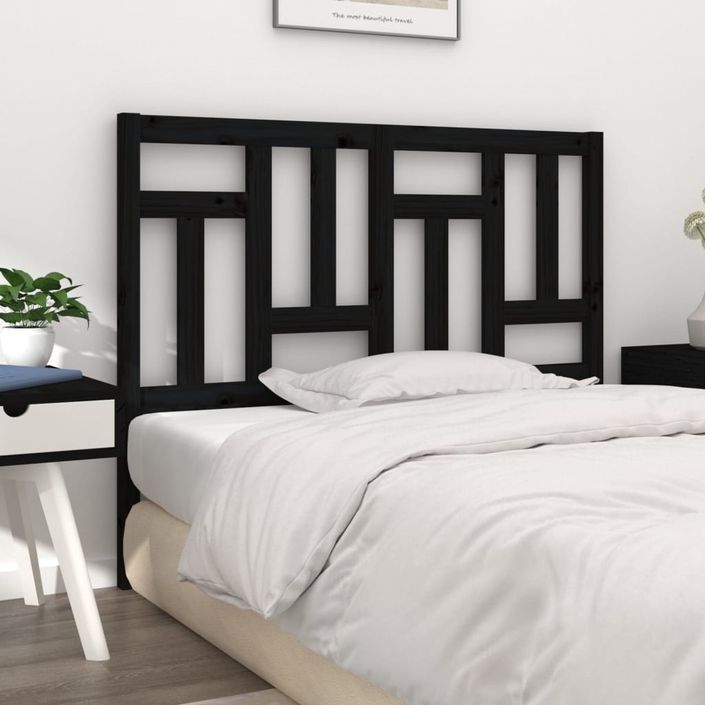 Tête de lit Noir 205,5x4x100 cm Bois massif de pin - Photo n°4