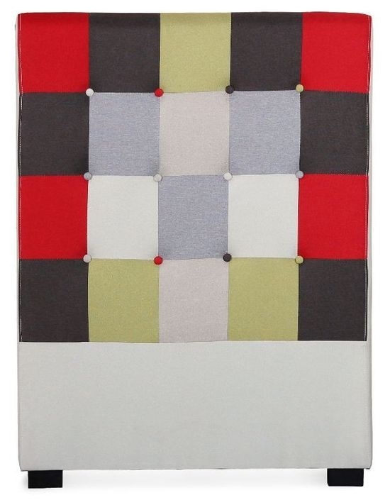 Tête de lit patchwork capitonnée rouge Kiala 90 cm - Photo n°1
