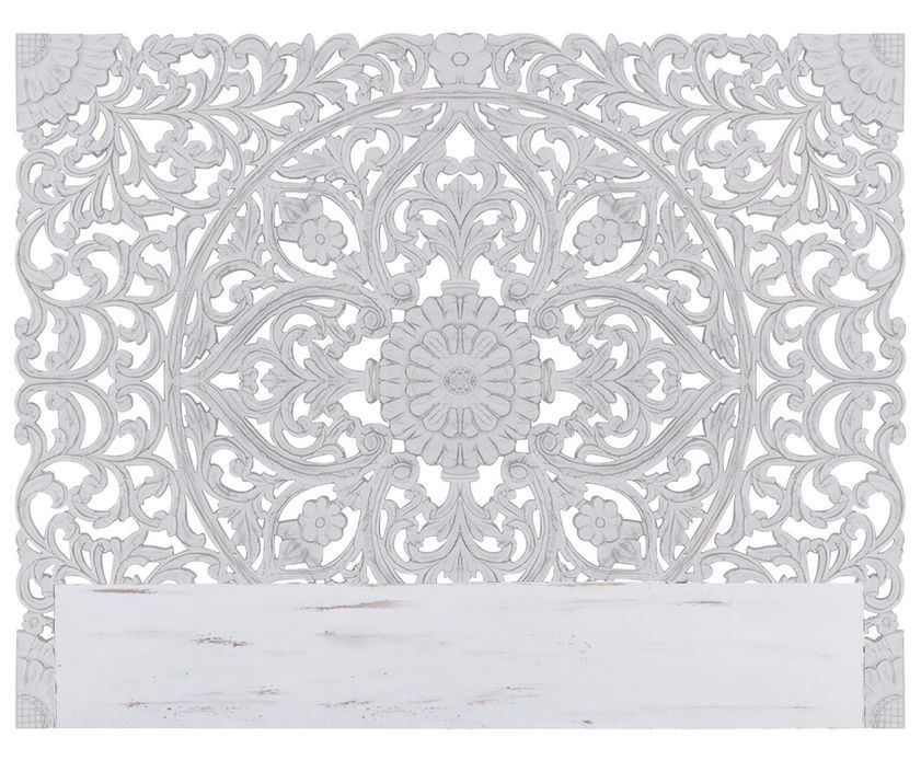Tête de lit provençale bois sculpté peint blanc Siera 180 - Photo n°1